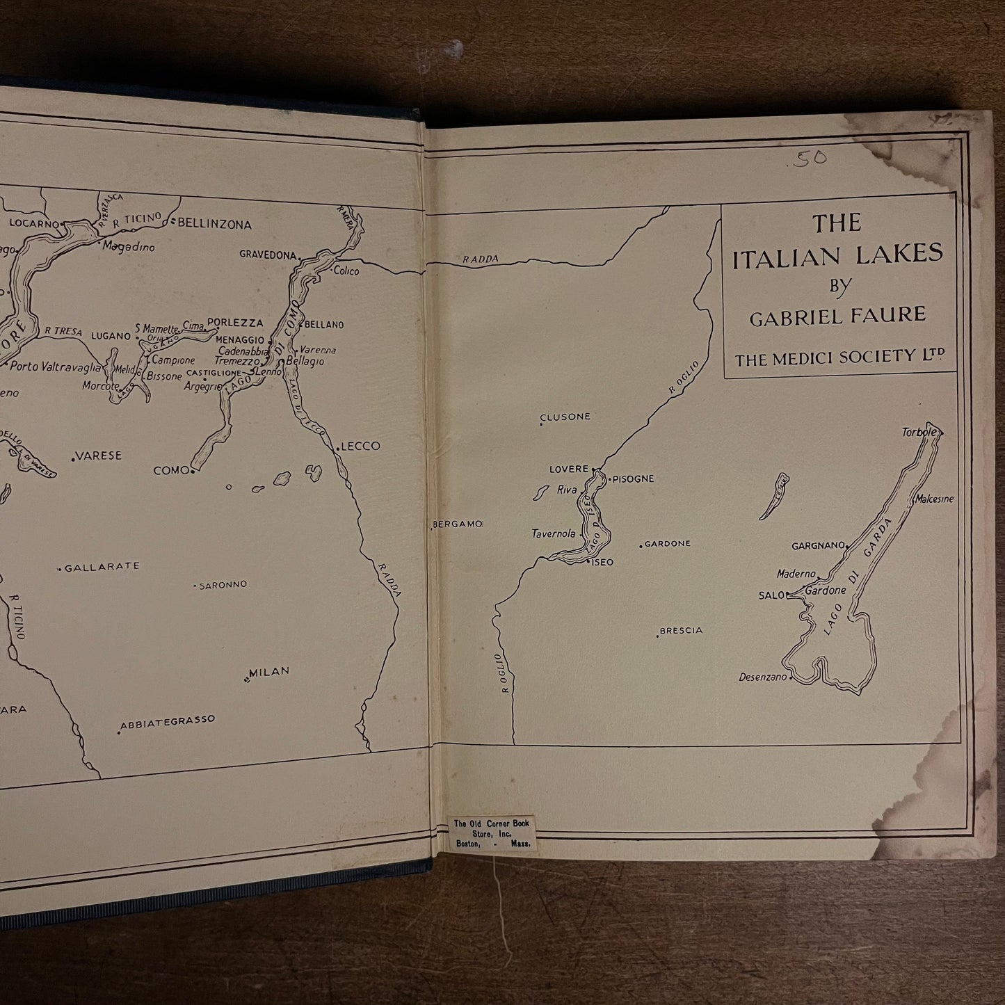 First Printing - The Italian Lakes: Maggiore, Como, Orta, Varese, Lugano, Iseo, Garda by Gabriel Faure (1924) Vintage Hardcover Book