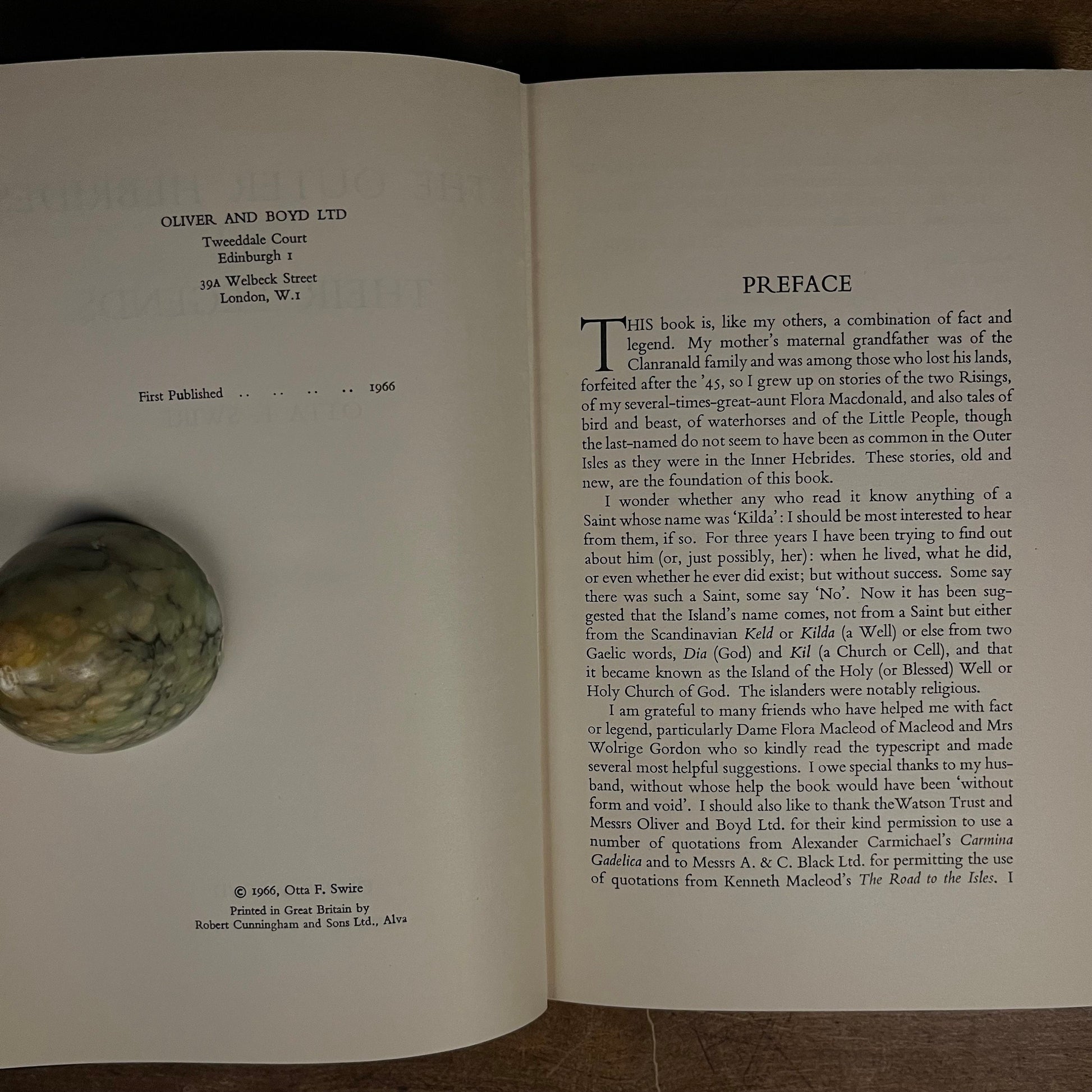 First Printing - The Outer Hebrides and their Legends by Otta F. Swire (1966) Vintage Hardcover Book