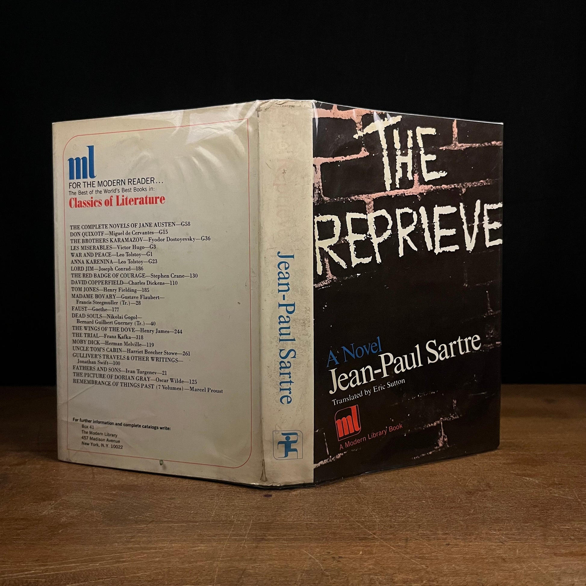 First Modern Library Edition - The Reprieve by Jean-Paul Sartre (1967) Vintage Hardcover Book