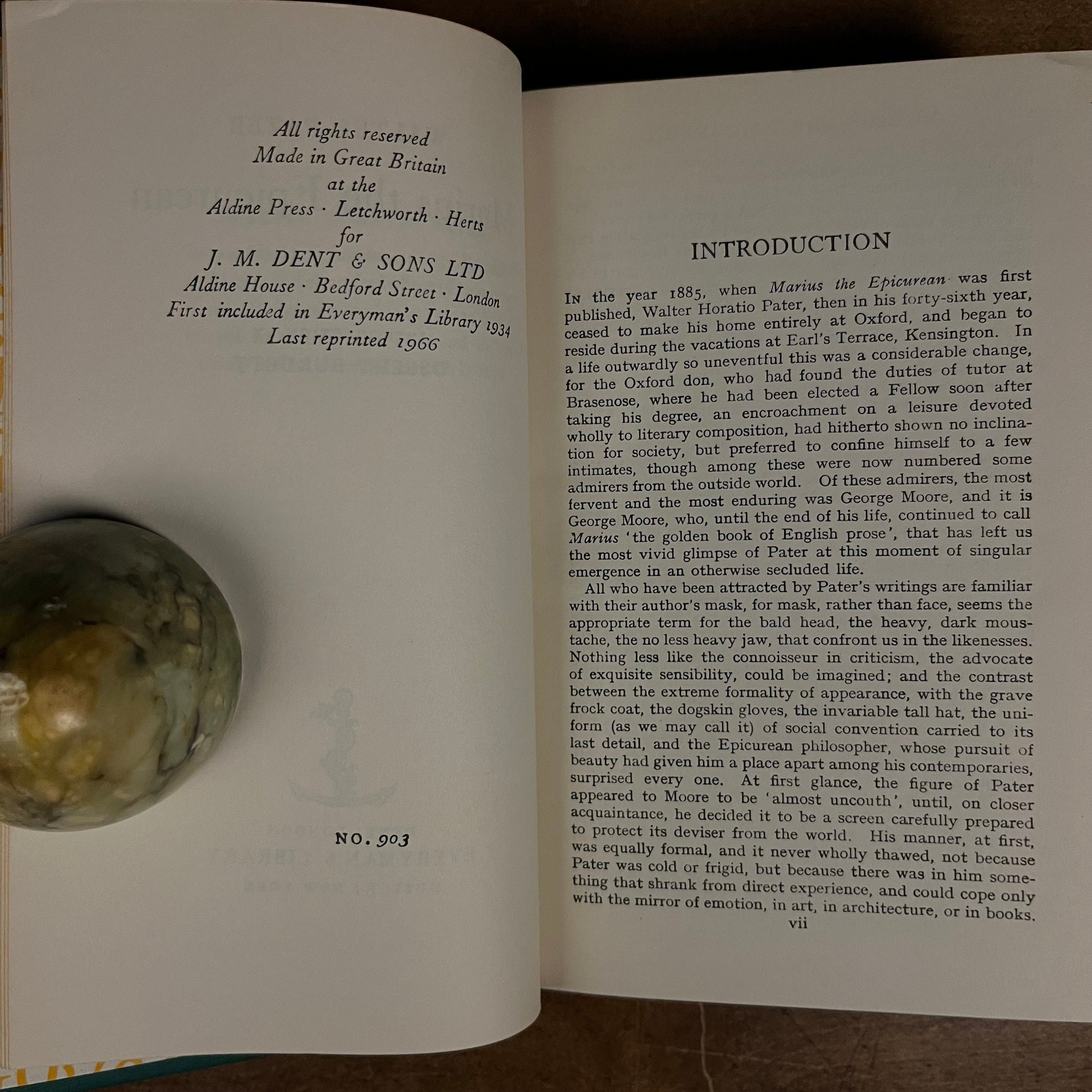 Everyman’s Library - Marius, the Epicurean by Walter Pater (1966) Vintage Hardcover Book