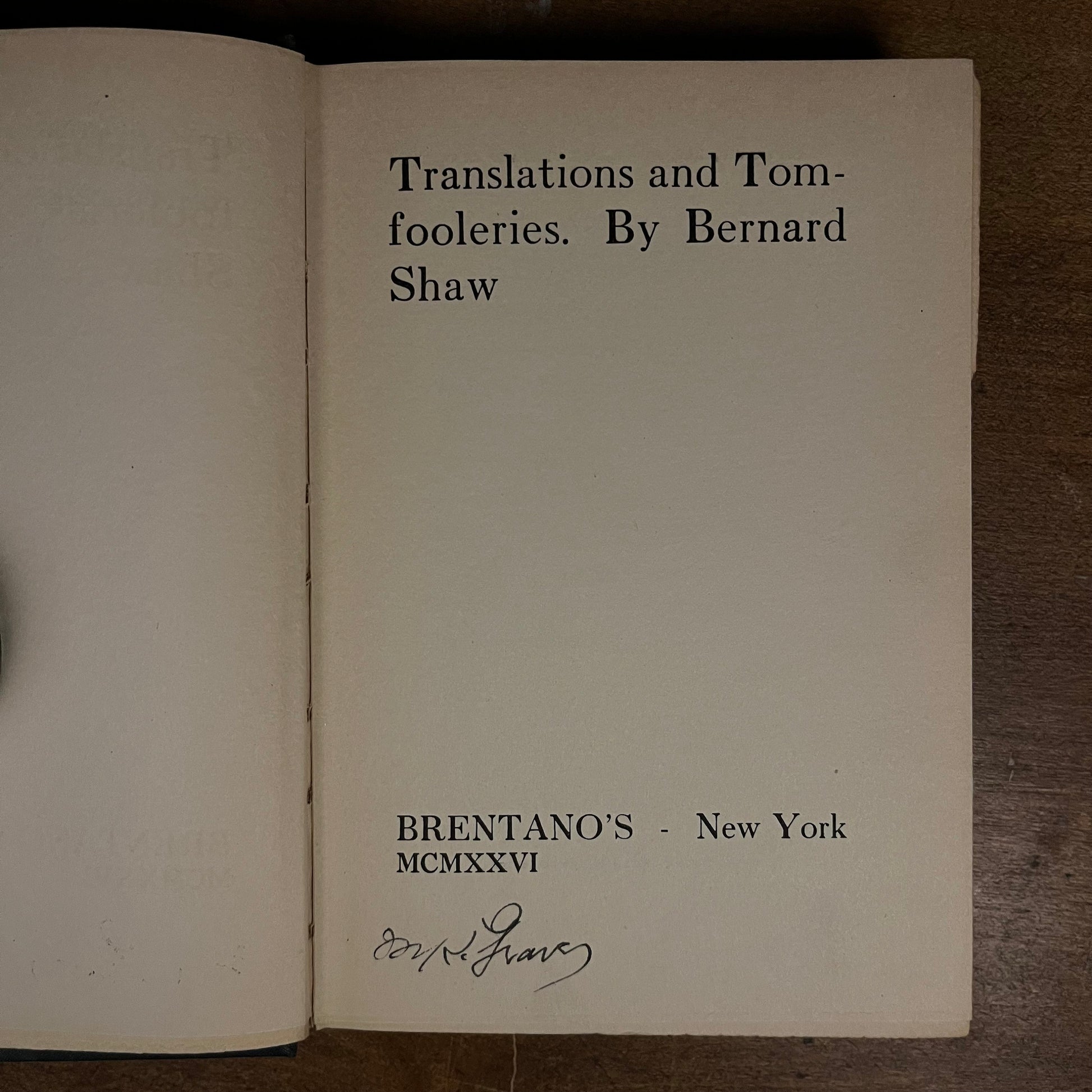 First Printing - Translations and Tomfooleries by Bernard Shaw (1926) Vintage Hardcover Book