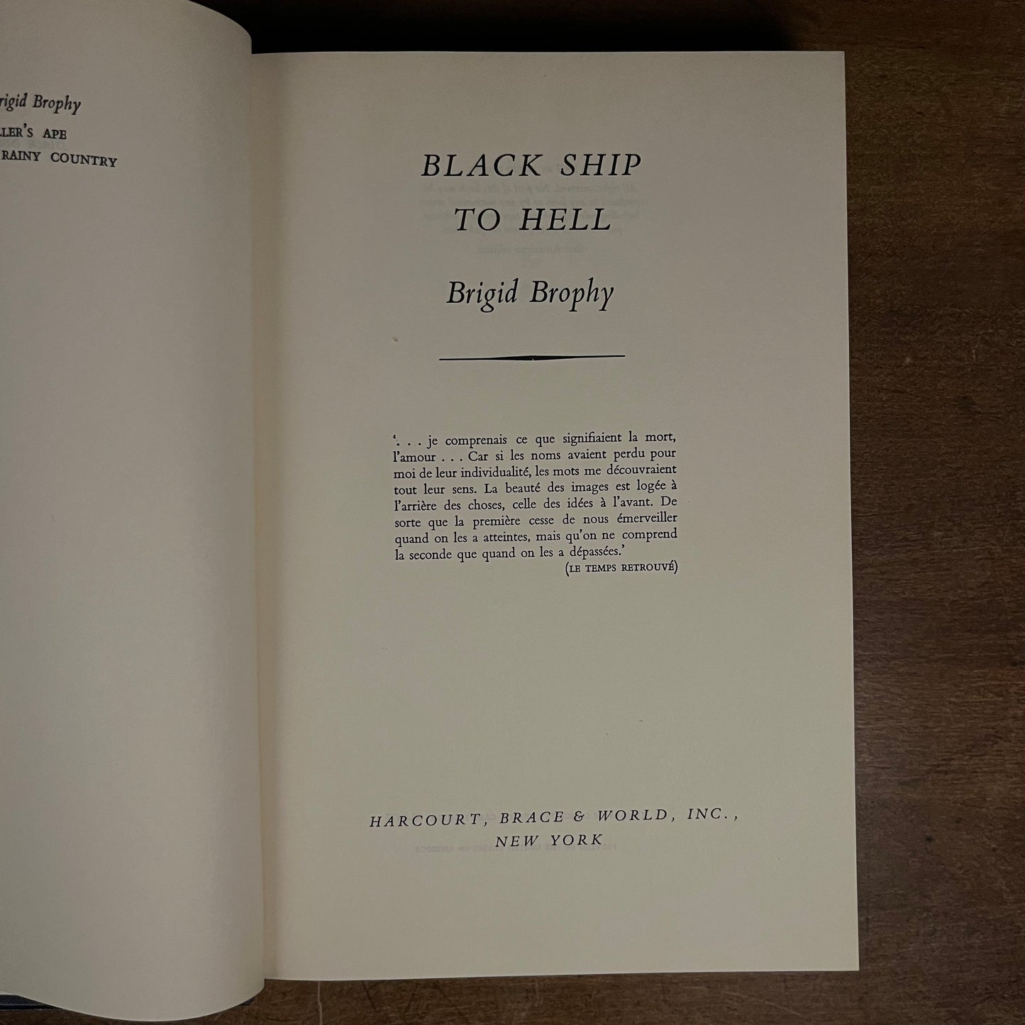 First Printing - Black Ship To Hell by Brigid Brophy (1962) Vintage Hardcover Book