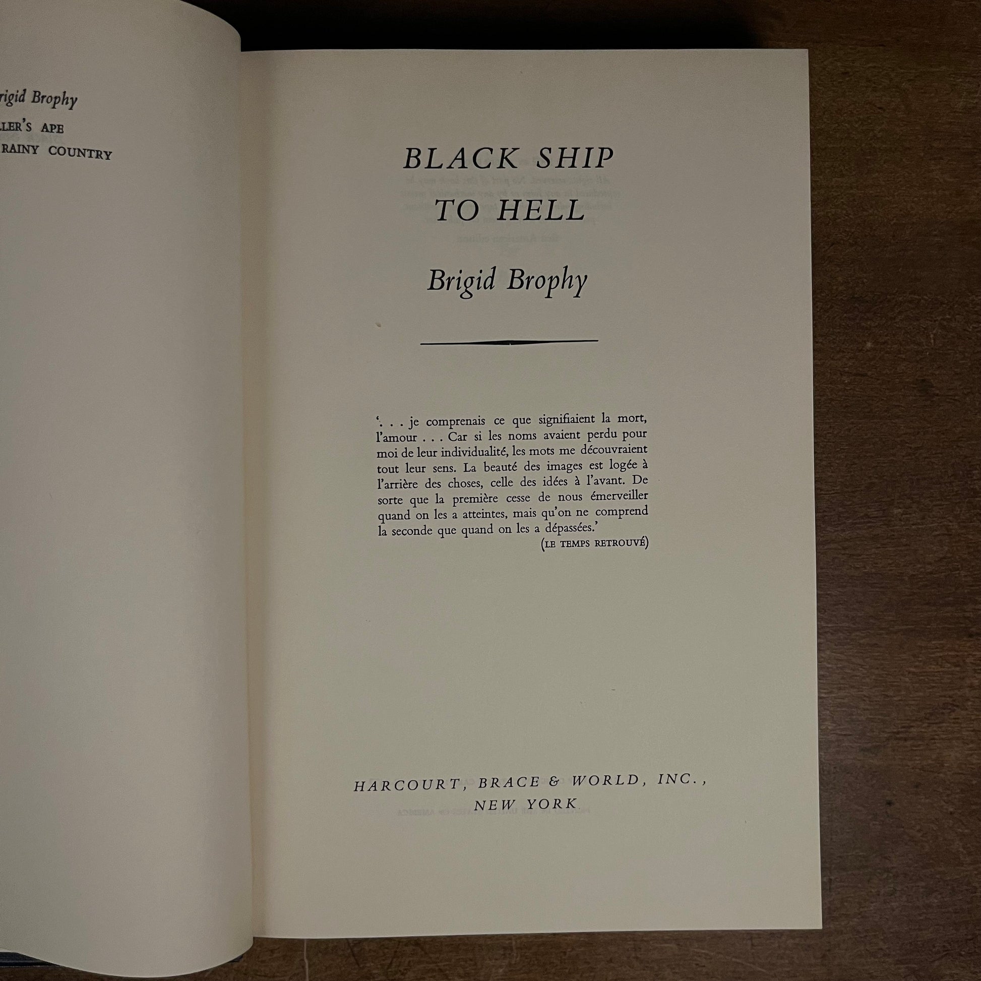 First Printing - Black Ship To Hell by Brigid Brophy (1962) Vintage Hardcover Book