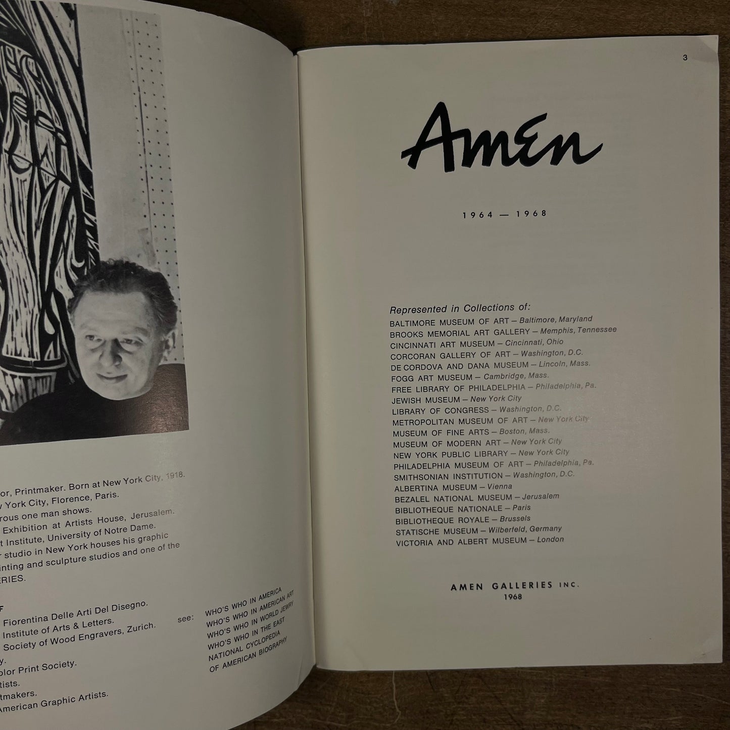 Amen (1964-1968) by Irving Amen (1968) Vintage Softcover Art Catalog