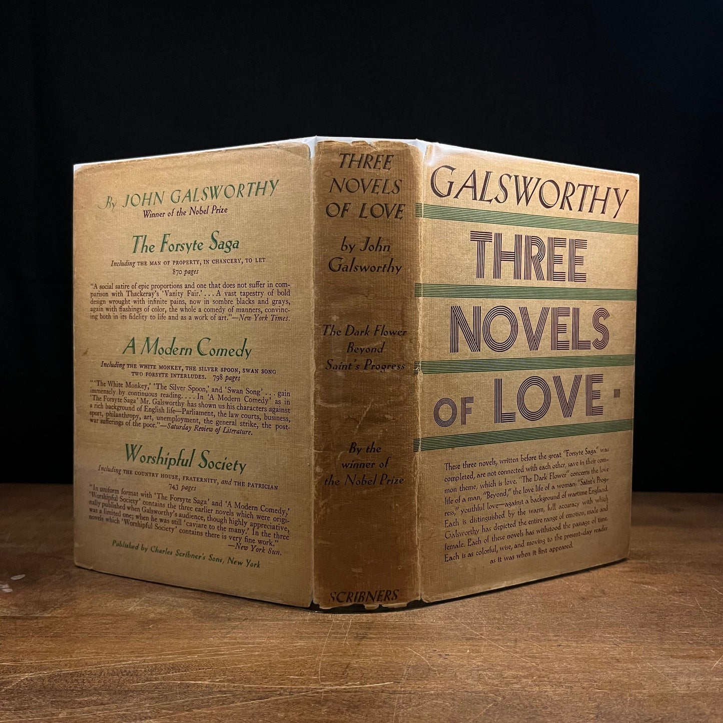Early Printing - Three Novels of Love: The Dark Flower, Beyond, Saint’s Progress by John Galsworthy (1933) Vintage Hardcover Book