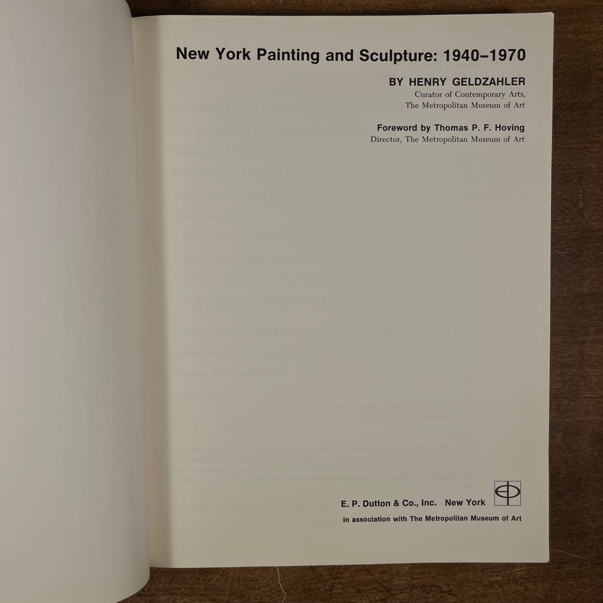 First Printing - New York Painting and Sculpture: 1940-1970 by Henry Geldzahler (1971) Vintage Softcover Book