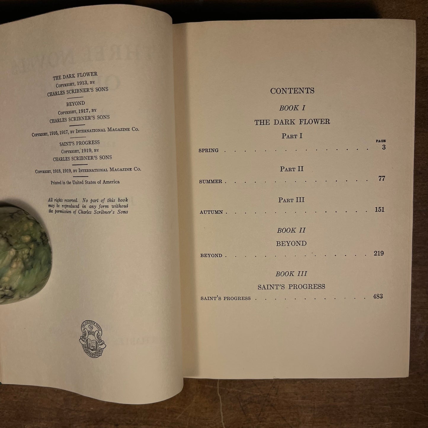 Early Printing - Three Novels of Love: The Dark Flower, Beyond, Saint’s Progress by John Galsworthy (1933) Vintage Hardcover Book